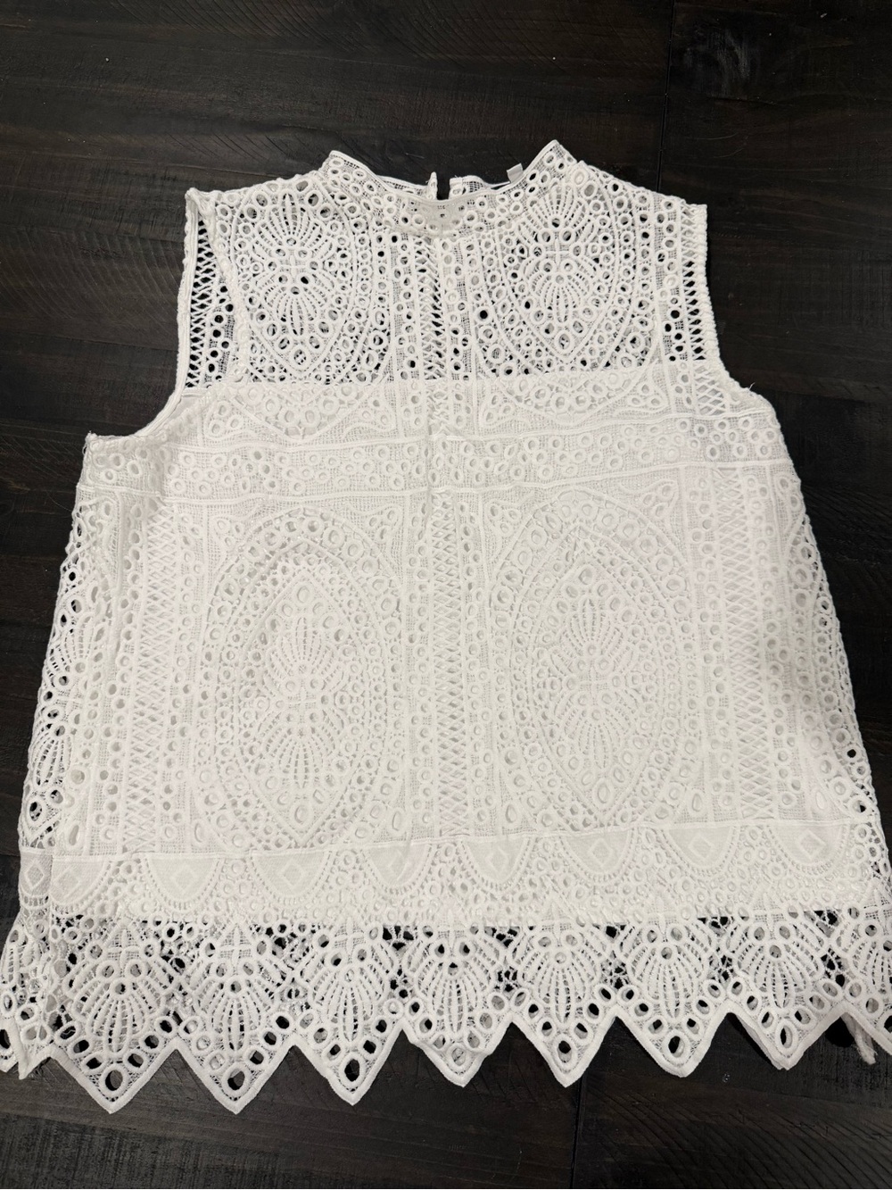 White Crochet Lace Sleeveless Blouse